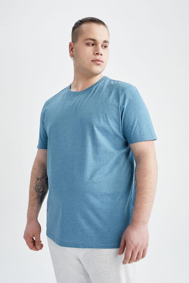 Regular Fit Bisiklet Yaka Basic Pamuklu Penye Tişört - 4