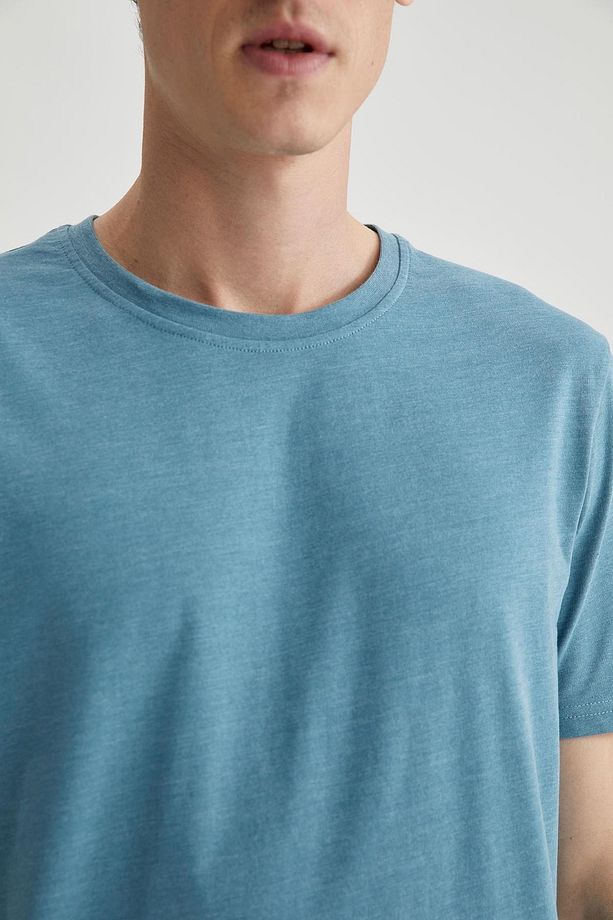 Regular Fit Bisiklet Yaka Basic Pamuklu Penye Tişört - 5