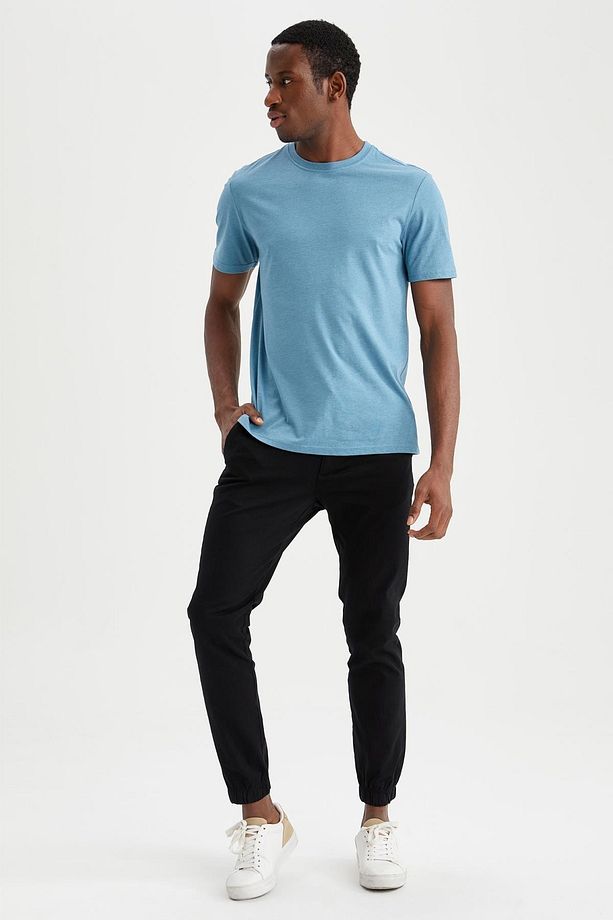 Regular Fit Bisiklet Yaka Basic Pamuklu Penye Tişört - 6