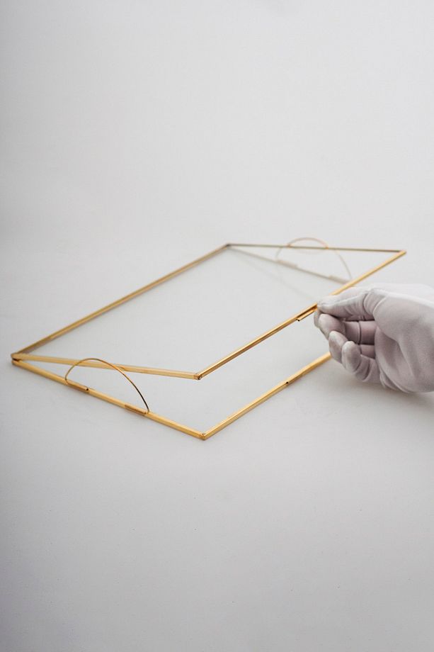 25x15cm Pirinç Gold Kapaklı Cam Söz Nişan Servis Mutfak Yüzük Sunum Tepsi Damat Kahvesi Organizasyon - 1