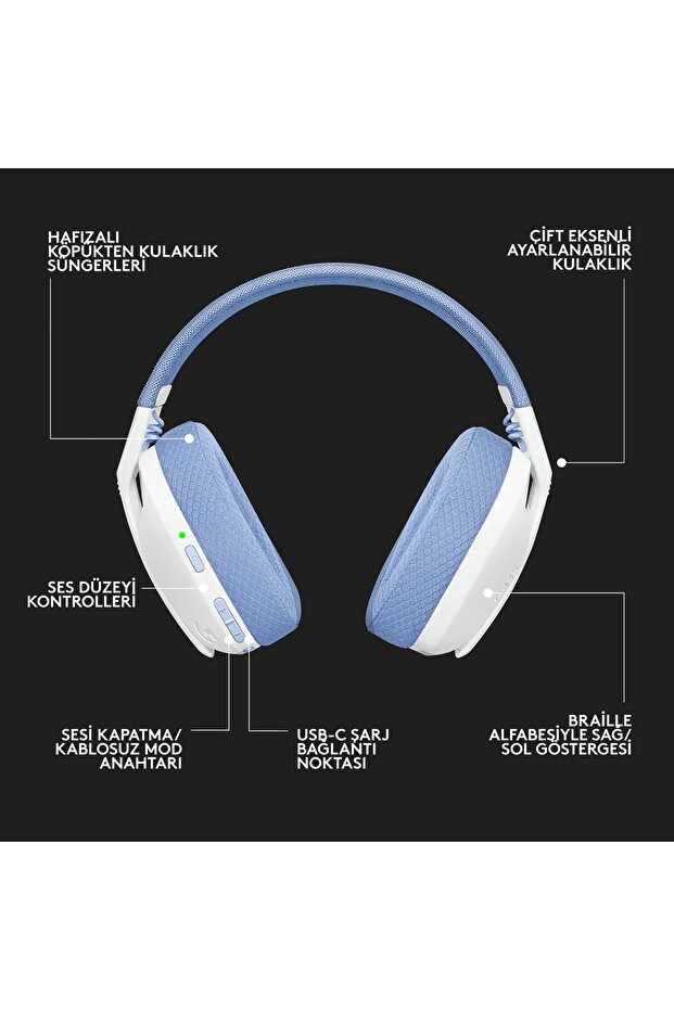 G G435 Lıghtspeed Kablosuz Oyuncu Kulaklığı - Beyaz - 8