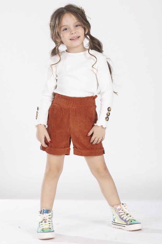 Girl's 4-8 Years Long Sleeve Velvet Shorts Suit