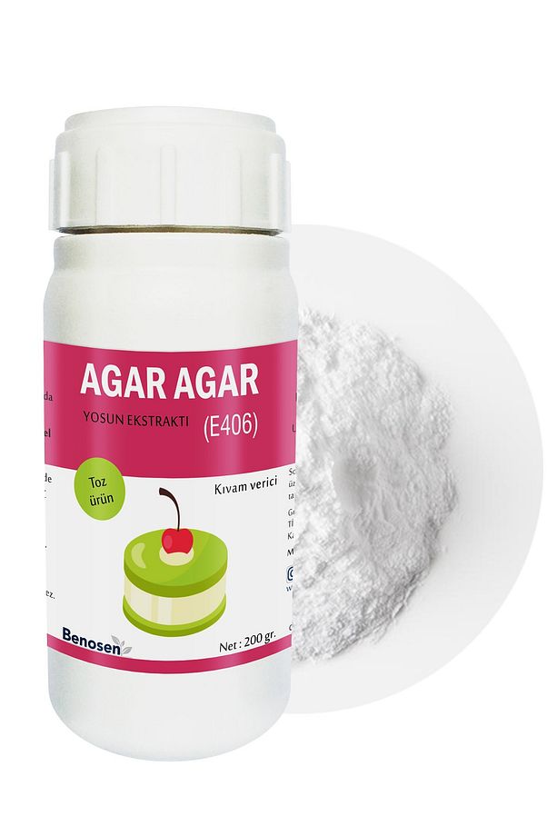 Agar Agar (E406). 85°c'de Erir. Bitkisel Jelatin. Net: 200 G - 1