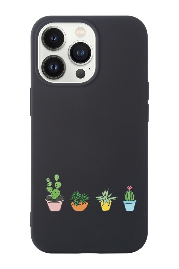 iPhone 14 Pro Max Compatible Suede Launch Phone Case with Cacti Design