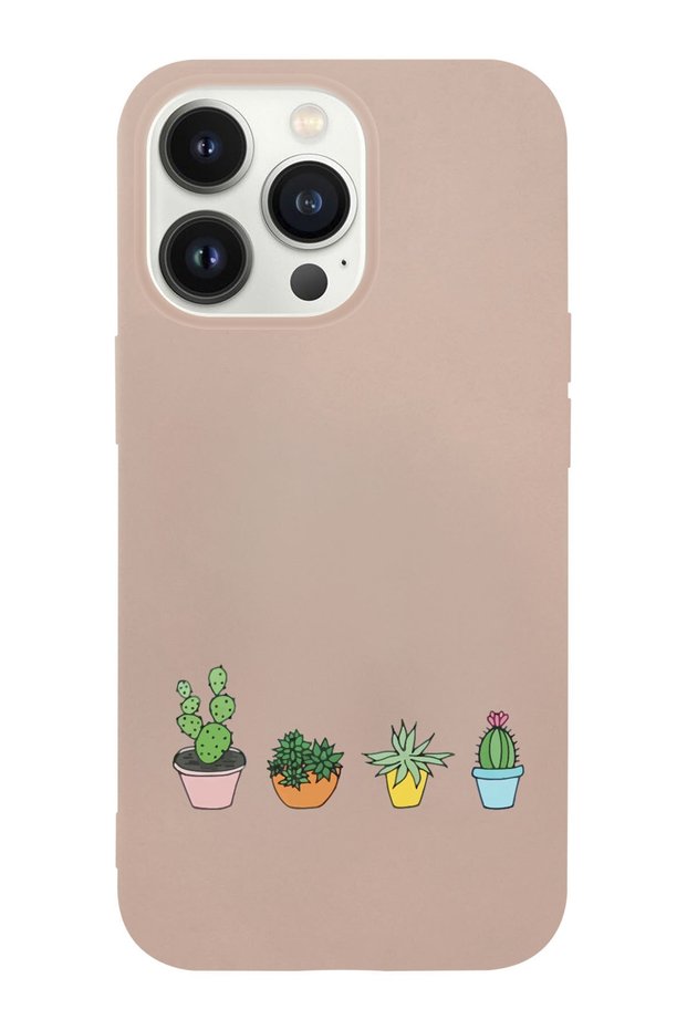 iPhone 14 Pro Compatible Cactus Design Suede Launch Phone Case