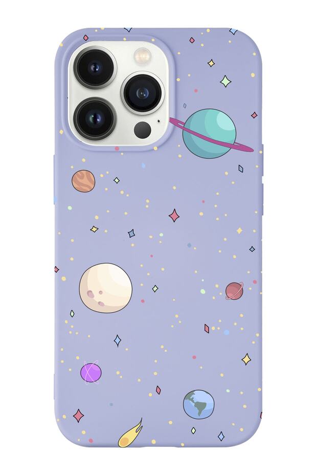حافظة هاتف من جلد الغزال متوافقة مع هاتف Iphone 14 Pro Max بتصميم الكواكب