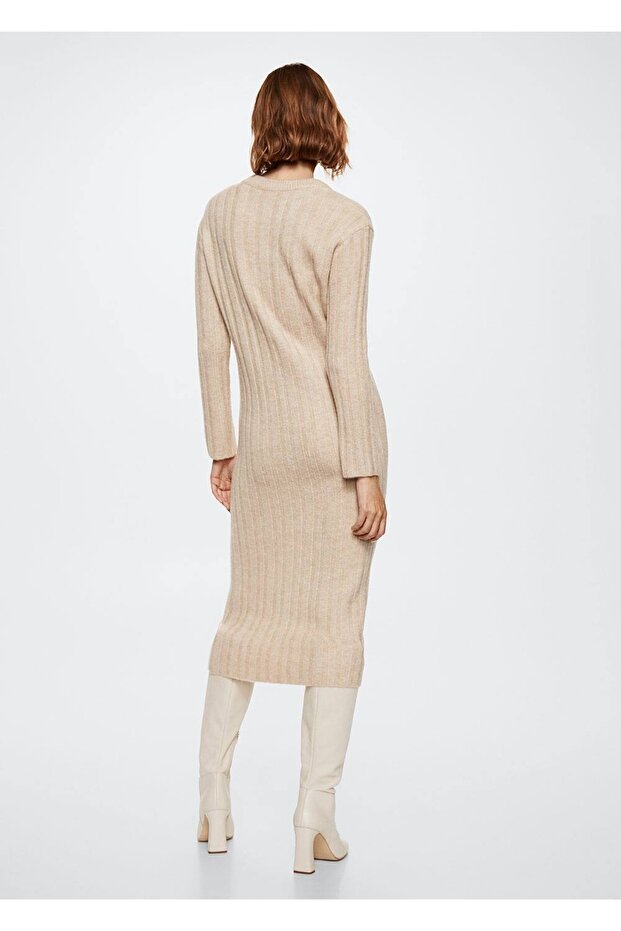 Lastikli Midi Boy Elbise - 4