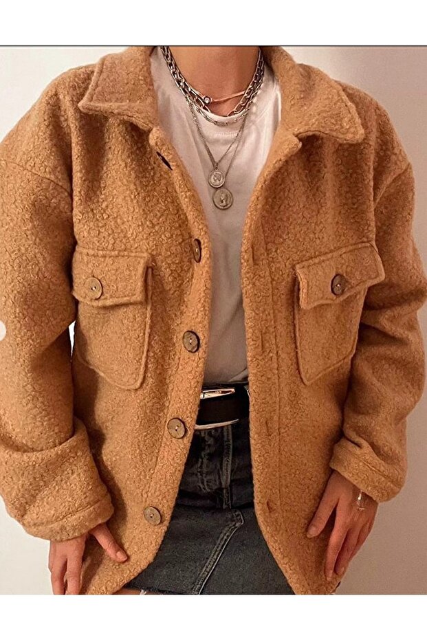 Jachetă cămașă de pluș - 1