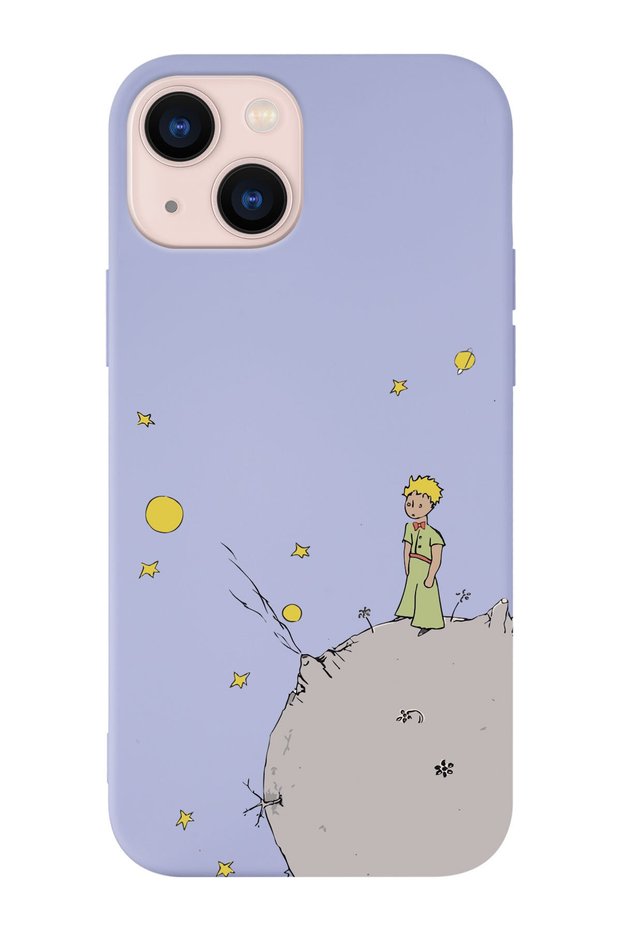 iPhone 14 Compatible Little Prince and Moon Design Suede Launch Phone Case