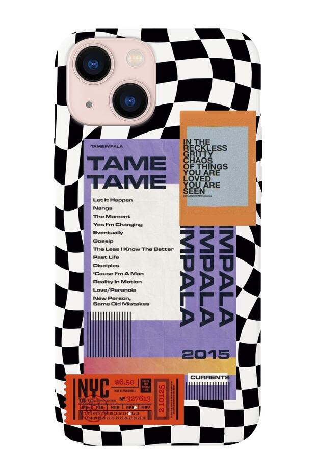 iPhone 14 Compatible Checkered Tame Design Suede Inside Launch Phone Case
