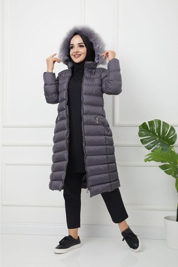 Women's Long Padded Black Puffer Coat