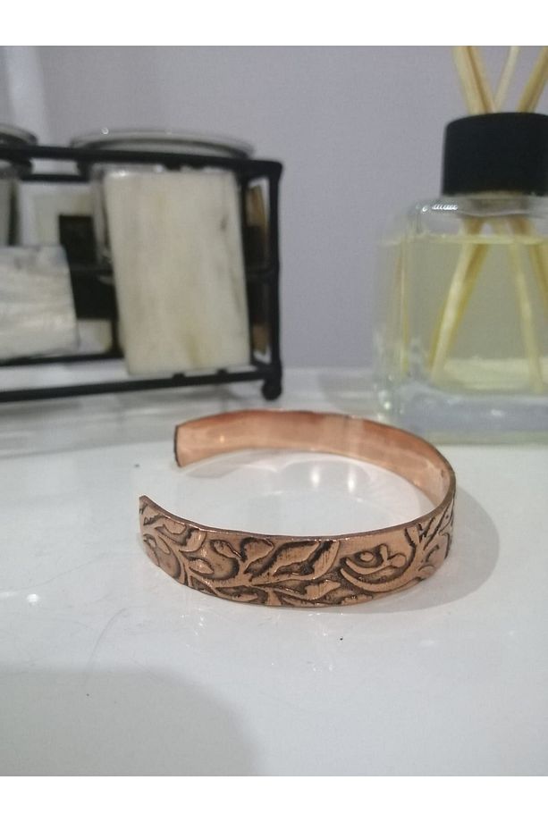 Saf Bakır Enli Bileklik Motifli %100 Bakır Her Bileğe Uygun Geçmeli - 4