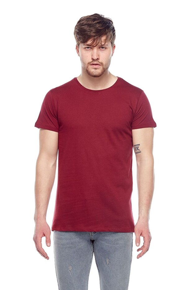 Ανδρικό μπλουζάκι Claret Red Basic - Crew Neck - 1