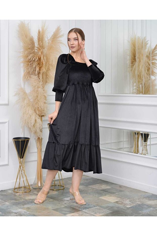 Ithal Gipeli Kadife Elbise - 2