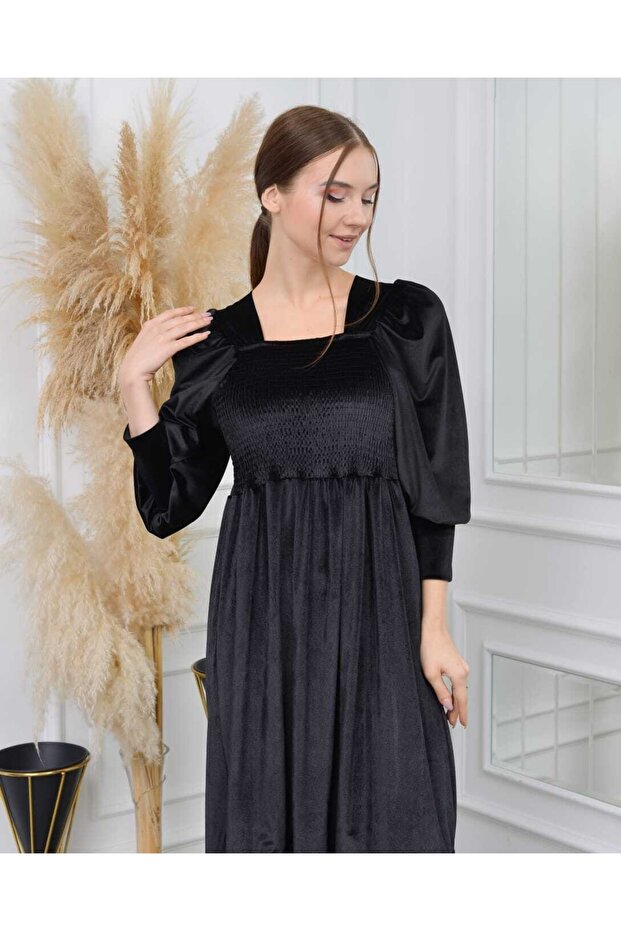 Ithal Gipeli Kadife Elbise - 3