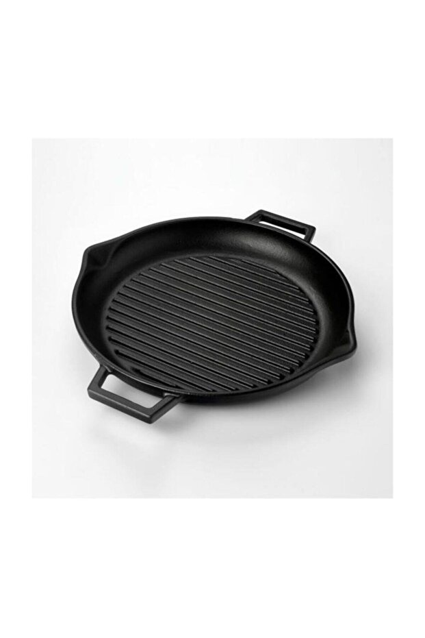 Round Cast Iron Grill Pan with Handle 30 cm
