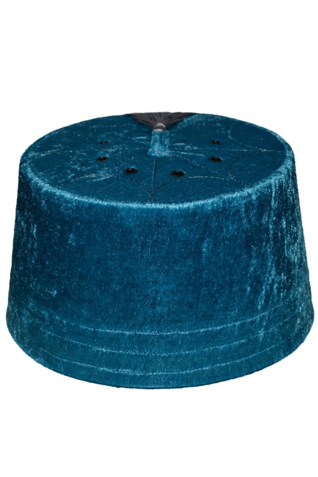 Turquoise Felt Fes, Ottoman Fes, Turquoise Fes, Tasseled Fes, Fes T052