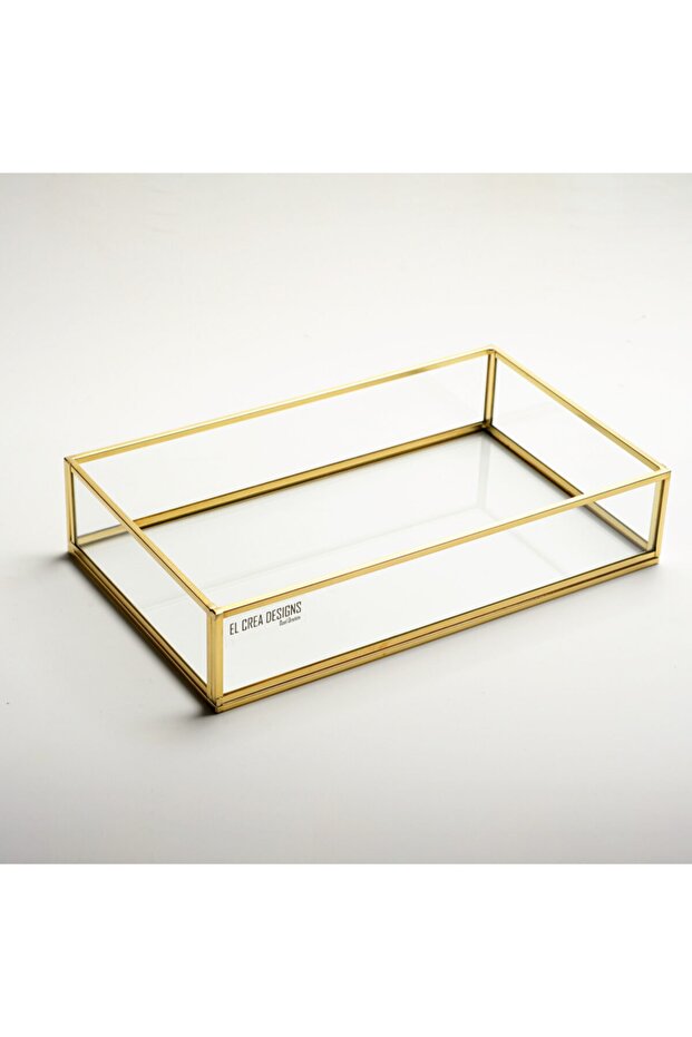 25x15x6cm Brass Gold Glass Tray Makeup Organizer Groom Coffee Presentation Wedding Engagement Promise Organization