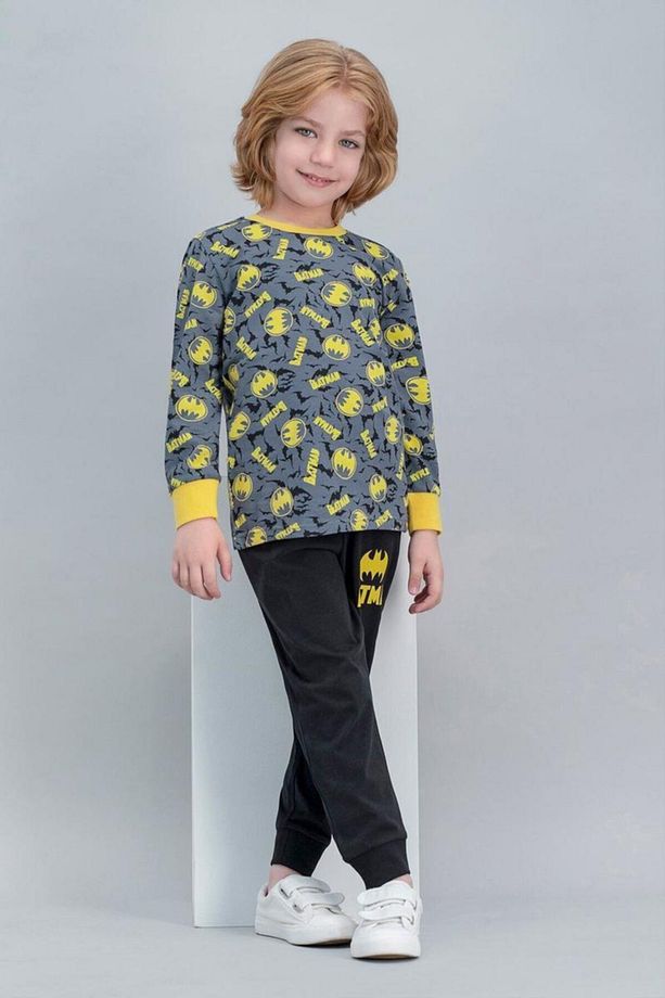 Lisanslı Gri Erkek Çocuk Pijama Takımı V1 - 1