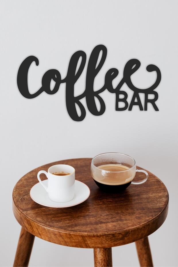 Dekoratif Coffee Bar Ahşap Duvar Yazısı Kahve Köşesi Duvar Süsü - 1