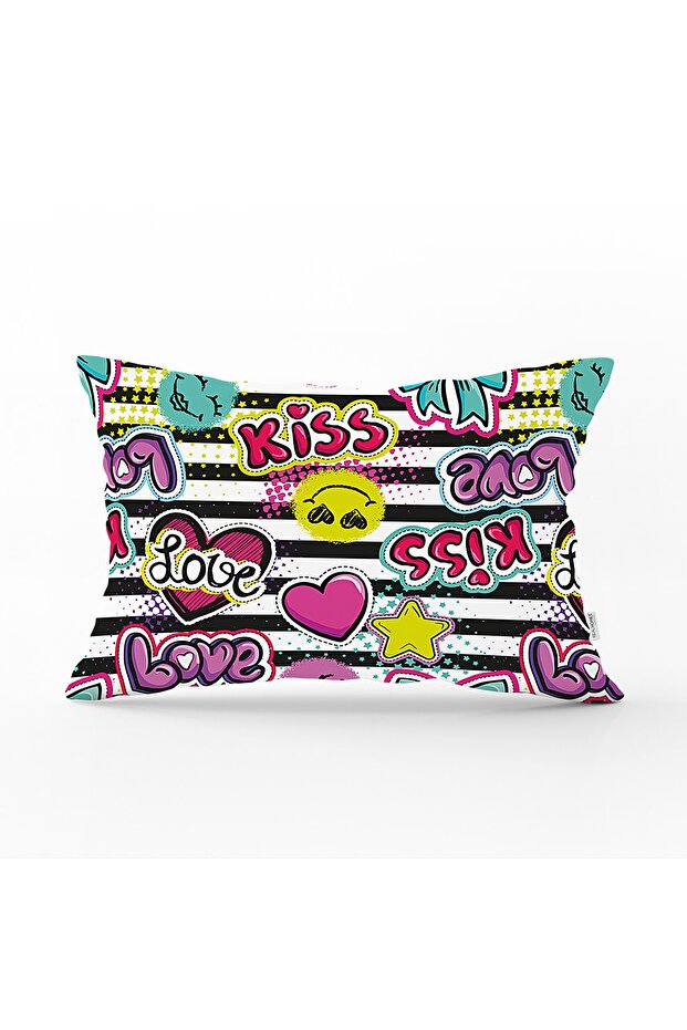 غطاء وسادة رمي مستطيل حديث مطبوع رقميًا بتصميم Kiss Love Pop Art