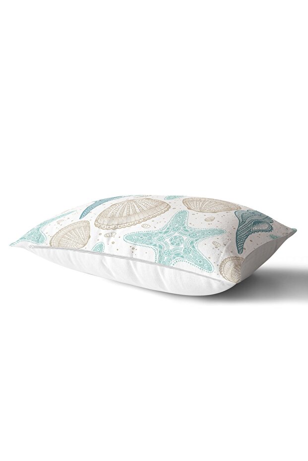 Rectangular Pillow Throw Pillow Cover with Seashell Pattern on White Background - 2