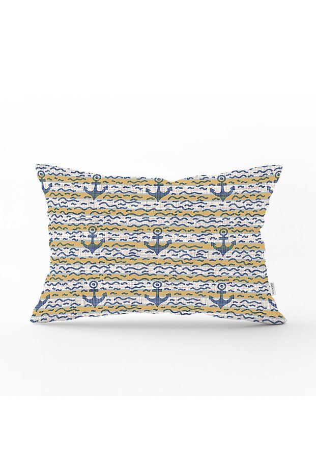 Sailor Motif Anchor Patterned Decorative Rectangular Throw Pillow Cover