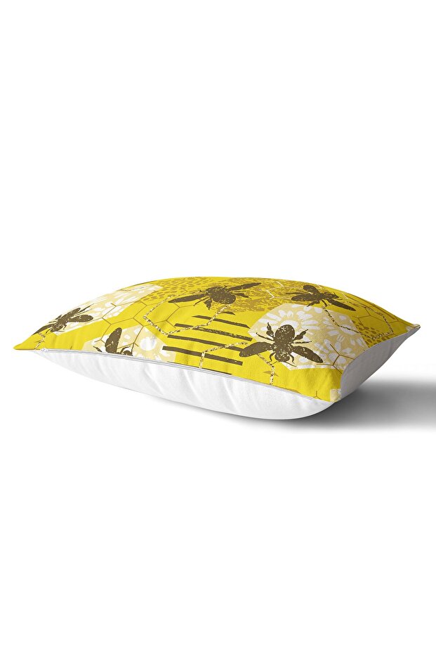 Digital Printed Modern Rectangular Pillow Case with Honeycomb Pattern on Yellow Background - 2