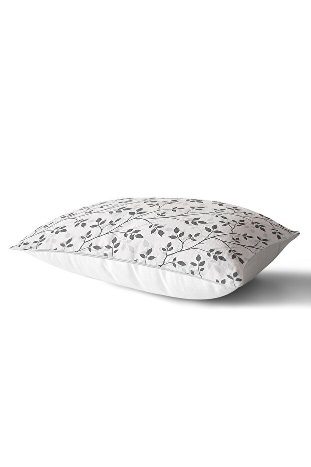 Digital Printed Decorative Rectangular Pillow Case with Gray Background and Leaf Pattern - 2