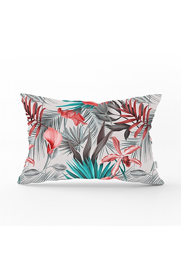 Leaf Patterned Digital Printed Rectangular Pillow Cushion Cover - 1