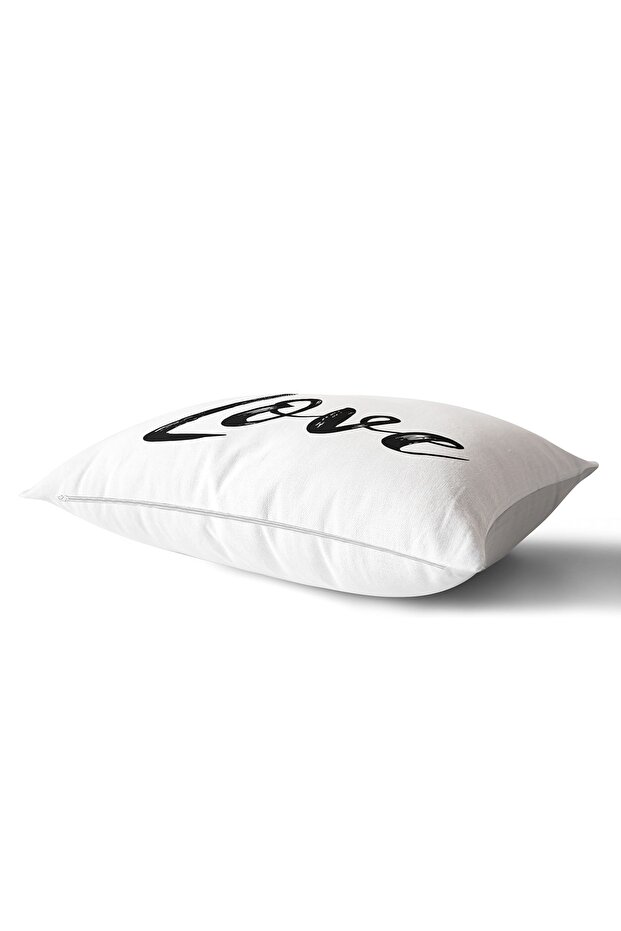 Love Text Patterned Digital Printed Decorative Rectangular Pillow Throw Pillow Cover - 2