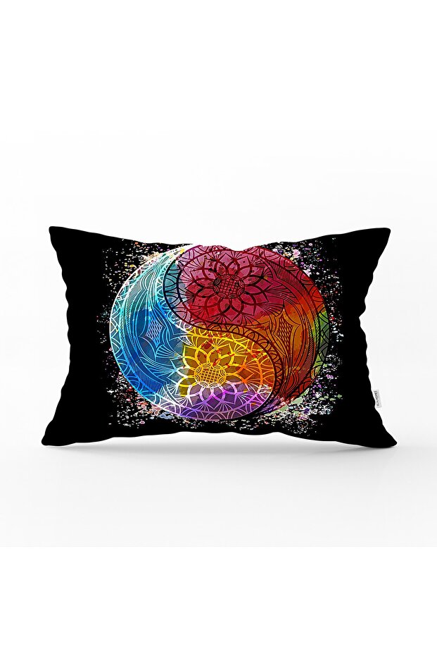 Far East Balance Black Background Printed Rectangular Pillow