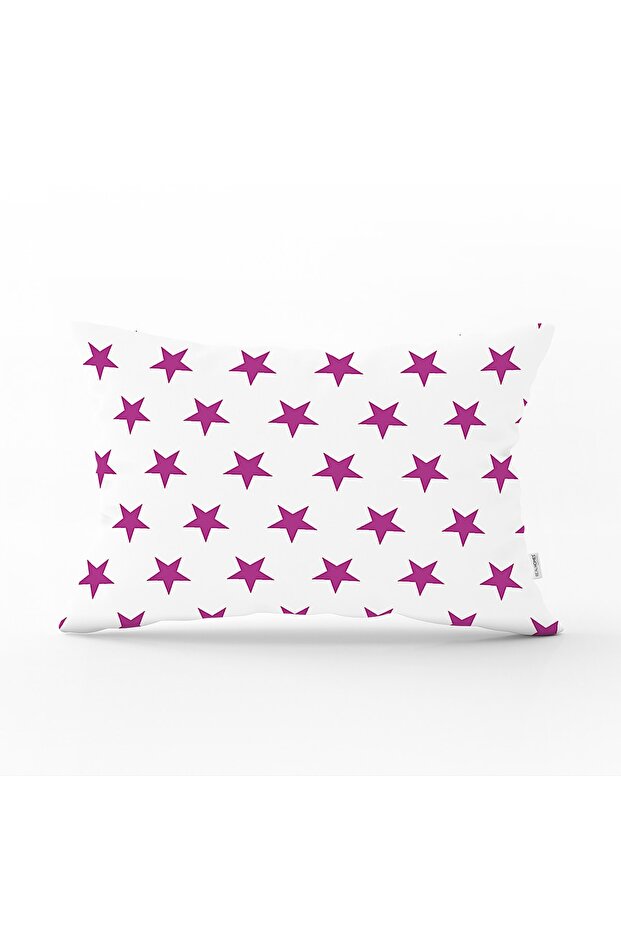 Star Patterned Digital Printed Purple Rectangular Pillow Case - 1