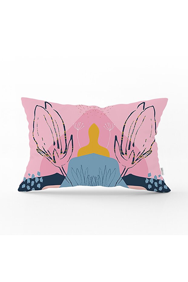 Pastel Patterned Flower Patterned Floor Pillow - Modern Rectangular Throw Pillow Cover - 1