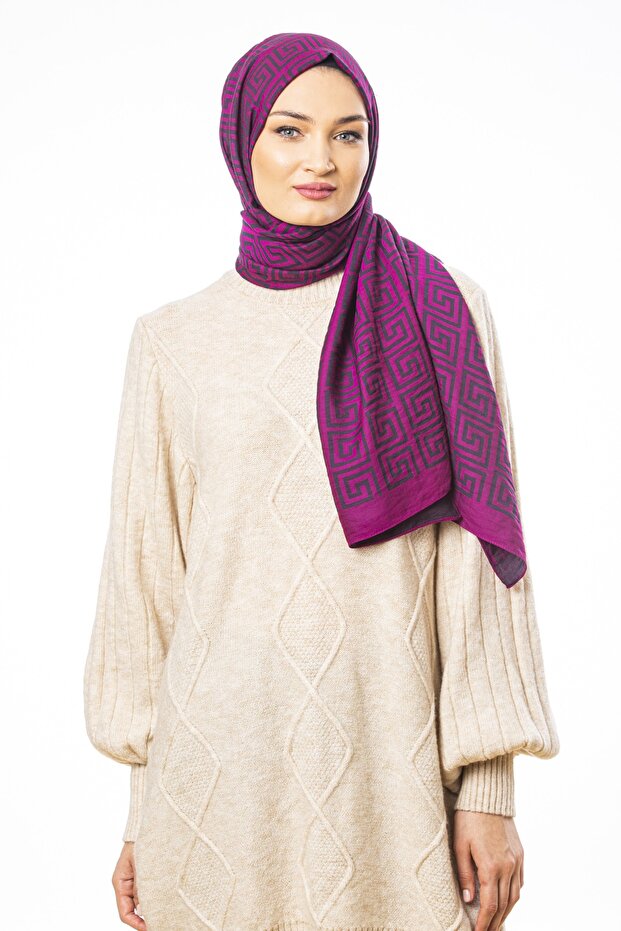 Fuchsia Black Jacquard Modal Shawl 75x200 Cm With Scarf Hanger And Gift Set