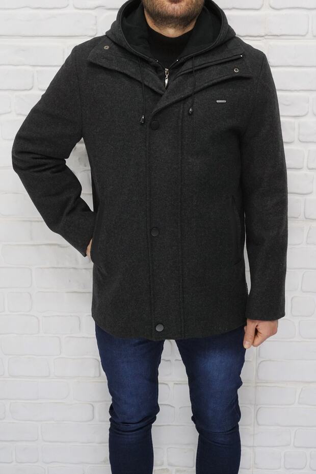 Men's Smoked Hooded Wool Blended Stamp Coarse