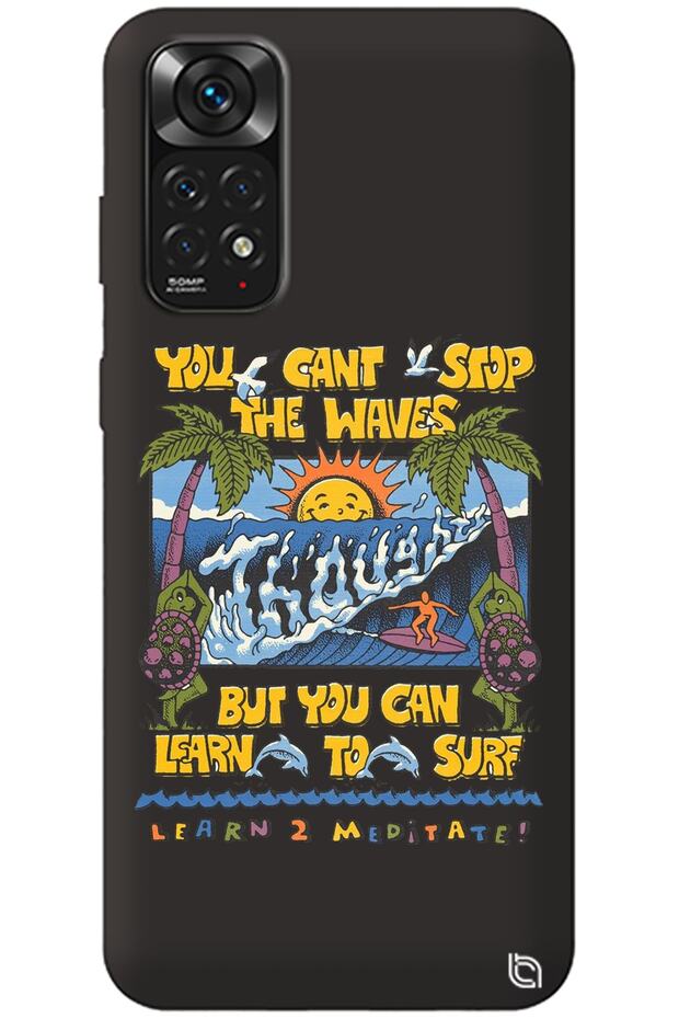 Xiaomi Redmi 10 2022 Black Premium Velvet Inside Waves Patterned Silicone Phone Case