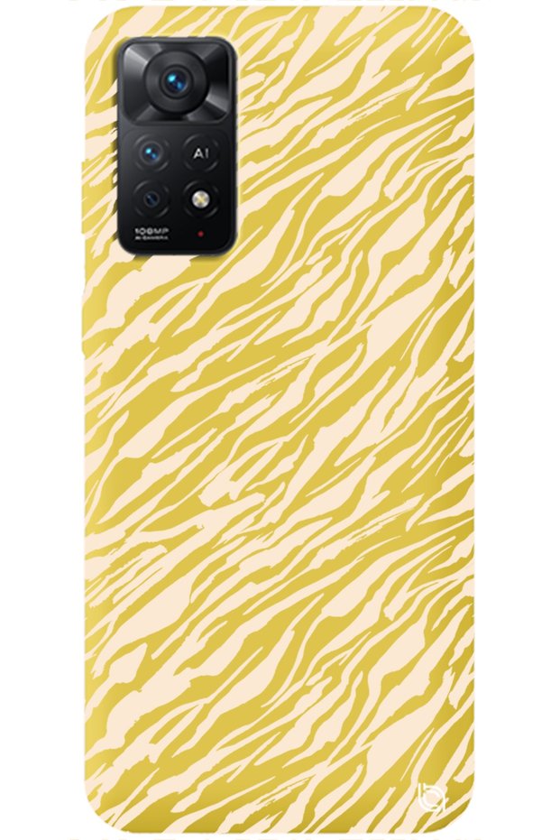 Xiaomi Redmi Note 11 Pro Yellow Premium Velvet Stripes Patterned Silicone Phone Case