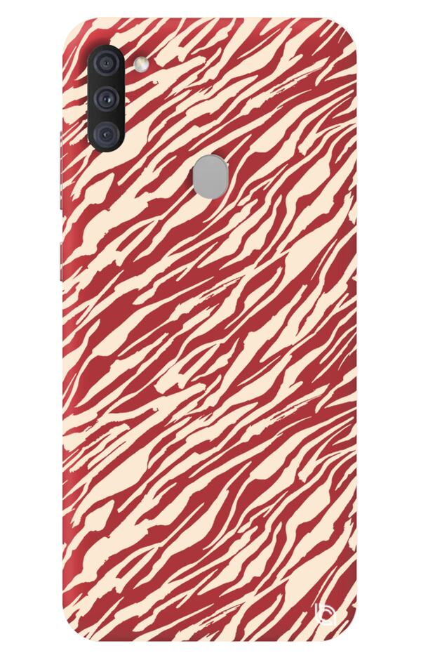 Samsung A11 Red Premium Velvet Stripes Patterned Silicone Phone Case