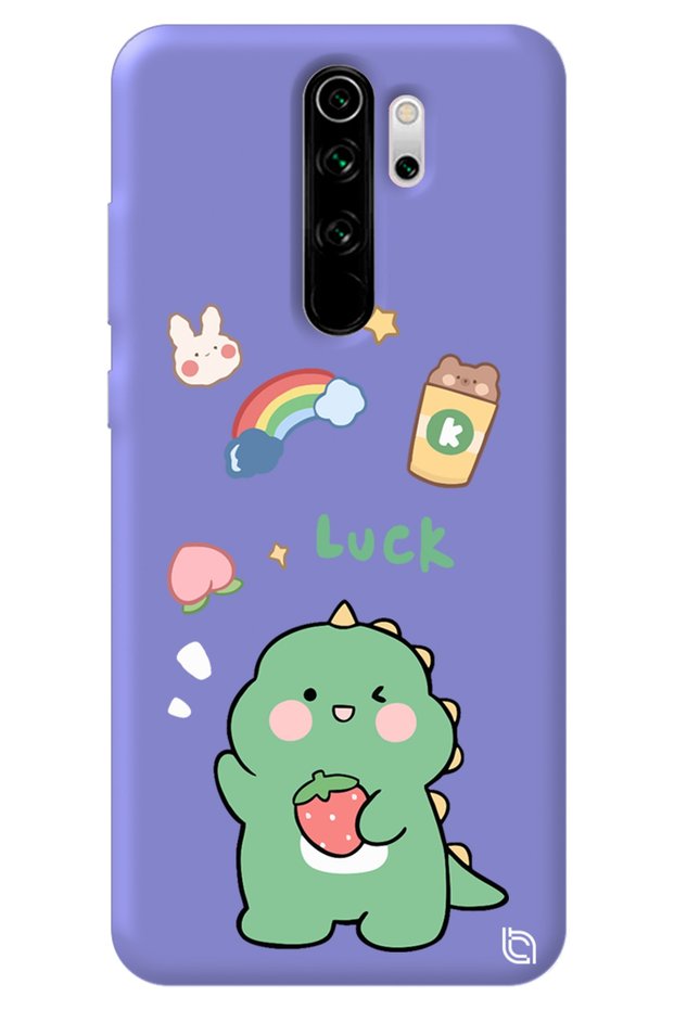 Xiaomi Redmi Note 8 Pro Lilac Premium Velvet Dinosaur Patterned Silicone Phone Case