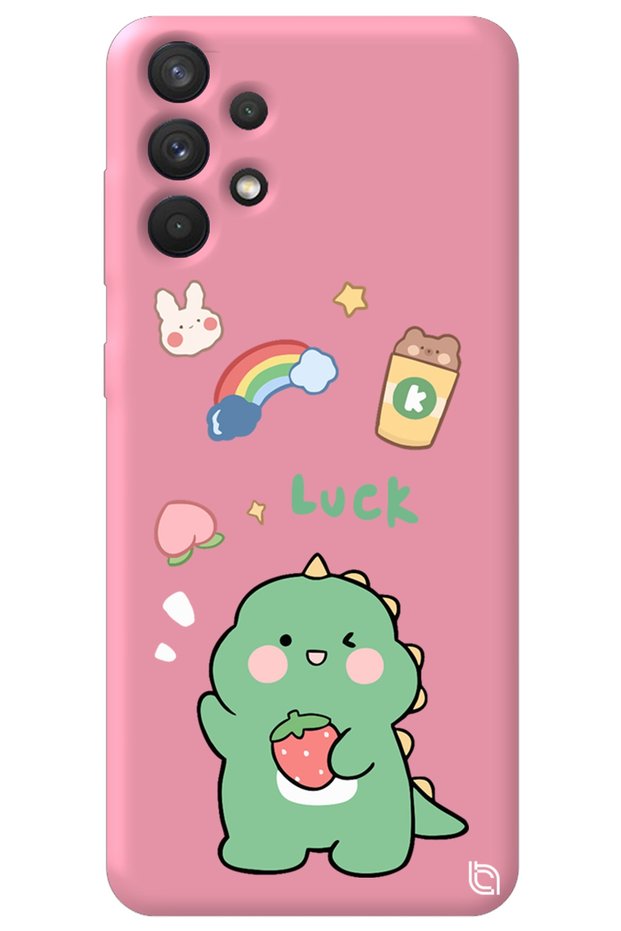 Samsung A13 4g Pink Premium Velvet Dinosaur Patterned Silicone Phone Case