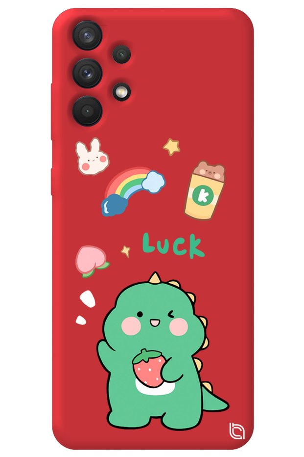 Samsung A23 4g Red Premium Velvet Dinosaur Patterned Silicone Phone Case