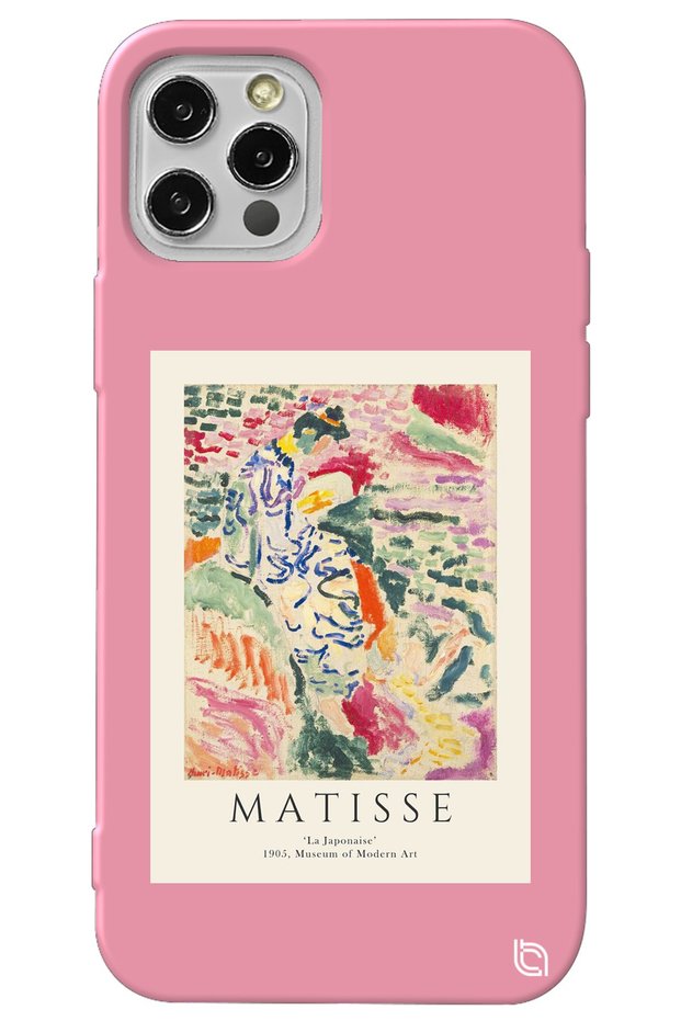 iPhone 14 Pro Pink Premium Velvet Matisse Patterned Silicone Phone Case