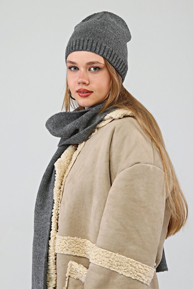 - Set beretă eșarfă gri - 7
