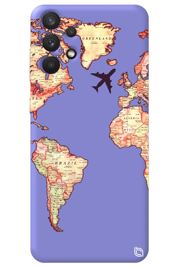 Samsung A23 4g Lilac Premium Velvet Map Patterned Silicone Phone Case