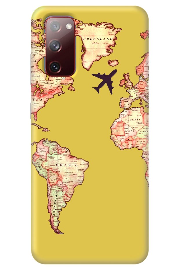 Samsung A02S Yellow Premium Velvet Map Patterned Silicone Phone Case
