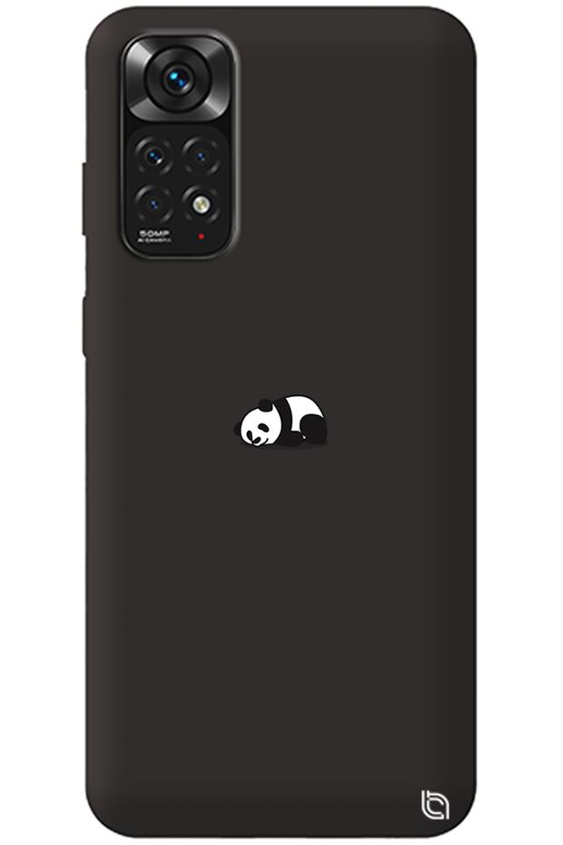Xiaomi Redmi Note 11 Black Premium Velvet Panda Patterned Silicone Phone Case