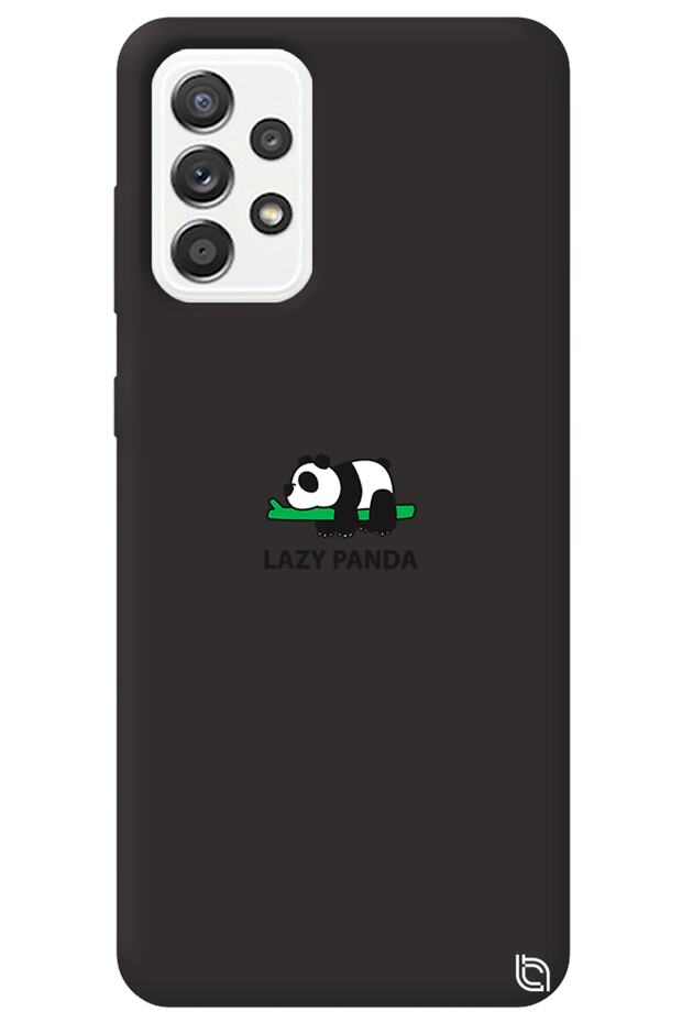 Samsung A53 Black Premium Velvet Panda Patterned Silicone Phone Case