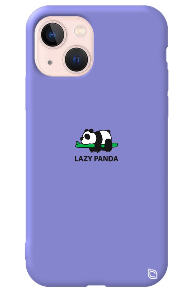 iPhone 14 Lilac Premium Velvet Panda Patterned Silicone Phone Case