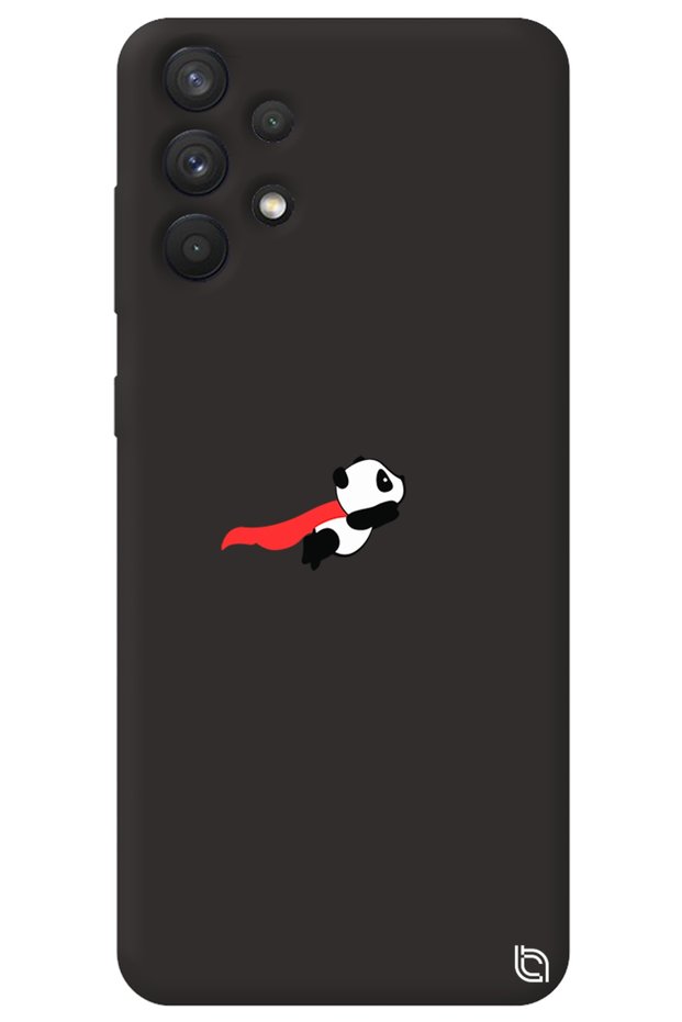 Samsung A23 4g Black Premium Velvet Inside Flying Panda Patterned Silicone Phone Case